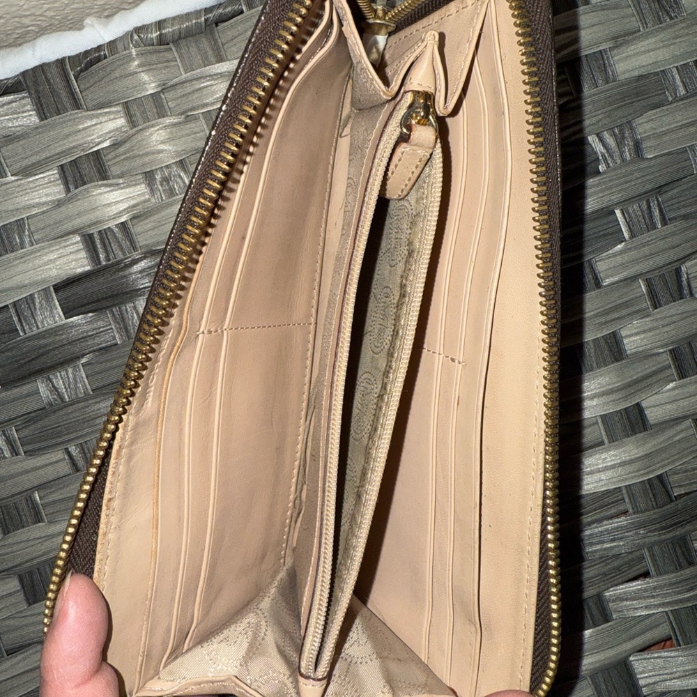 Michael Kors Jet Set Travel Continental Wallet Brown Logo Zip Around - Picture 4 of 14